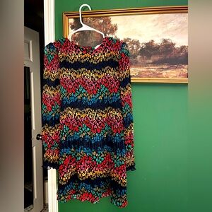 Never Fully Dressed Multicolor Leopard Print Long Sleeve Plisse Dress size 4